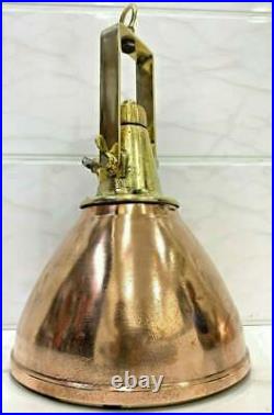 Vintage Nautical Marine Copper And Brass Ship Salvage Hanging Cargo Spot Light