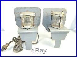 Vintage Nautical Marine Lantern Light Corning Glass Portable Ship Lamp US Navy