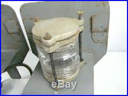 Vintage Nautical Marine Lantern Light Corning Glass Portable Ship Lamp US Navy