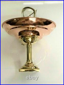 Vintage Nautical Marine Mount Brass Bulkhead Light With Copper Shade
