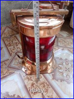 Vintage Nautical Marine Navycation Brass &Copper Red Glass Old LIght Pic Of-1