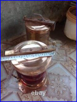 Vintage Nautical Marine Navycation Brass &Copper Red Glass Old LIght Pic Of-1