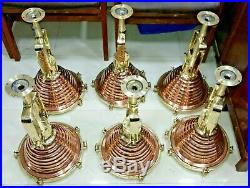 Vintage Nautical Marine Ship Spot Light Brass And Copper Set of 6 piece