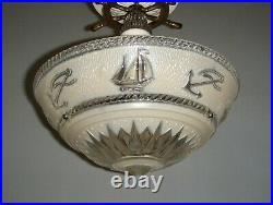 Vintage Nautical Maritime Ceiling Lamp Light Fixture Ship Wheel Sailboat Anchor