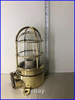 Vintage Nautical Old Brass Daeyang Bulkhead Ceiling Light with Copper Shade