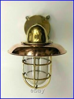 Vintage Nautical Passageway Bulkhead Light Made Of Brass With Junction Box 2 pcs