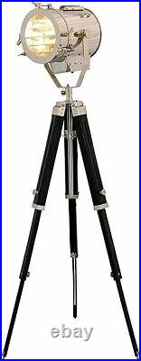 Vintage Nautical Searchlight Marine Spotlight Tripod Floor Lamp Décor