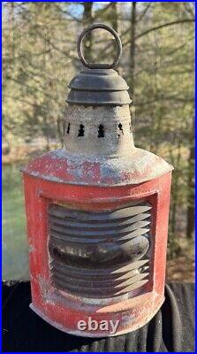 Vintage Nautical Ship Lantern Fresnel Glass Lamp Light Fixture 100% Original