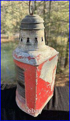 Vintage Nautical Ship Lantern Fresnel Glass Lamp Light Fixture 100% Original