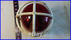 Vintage Nautical Ship Light -Passageway Bulkhead -Metal Cage Glass Globe Light
