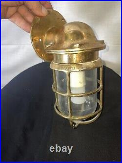 Vintage Nautical Ship Marine Solid Brass Wall Bulkhead explosion? Light Fixture