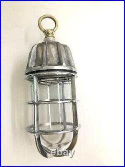 Vintage Nautical Solid Aluminum Ceiling Pendant light with Brass hook Lot of 2