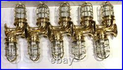 Vintage Nautical Solid Brass Wall Light Set of 10 Piece