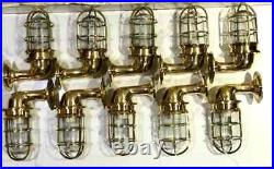 Vintage Nautical Solid Brass Wall Light Set of 10 Piece