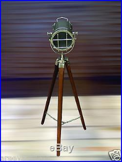 Vintage Nautical Spot Light/ Search Light Premium Quality Teak Wooden Floor Lamp