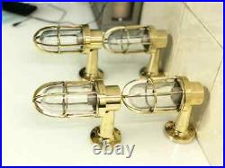 Vintage Nautical Style Alleyway Bulkhead Wall Brass Small Light 4 Piece