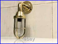 Vintage Nautical Swan Neck Style Bulkhead Marine Solid Brass Light 2 Pcs