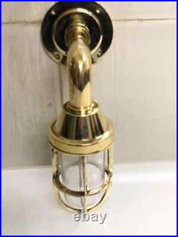 Vintage Nautical Swan Neck Style Bulkhead Marine Solid Brass Light 2 Pcs