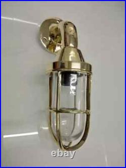 Vintage Nautical Swan Neck Style Bulkhead Marine Solid Brass Light 2 Pcs