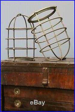 Vintage Nautical brass or bronze light cage cover globe maritime ship boat lamp