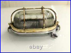 Vintage New Aluminum Ceiling Bulkhead Light Fixture With Brass Cage For Outdoor