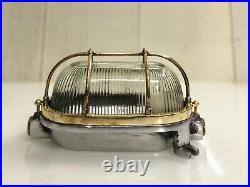 Vintage New Aluminum Ceiling Bulkhead Light Fixture With Brass Cage For Outdoor