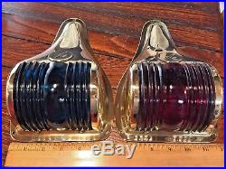 Vintage New Old Stock Perko Pair Polished Bronze/brass Side Lights Glass Lenses