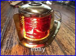 Vintage New Old Stock Perko Polished Brass Bow Light Red/green Glass 6 Long
