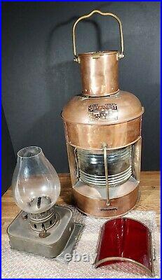 Vintage Nippon Sento Side Light Copper & Brass Nautical Oil Lamp