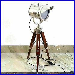Vintage Office Decor Nautical Antique Brass Spot Light Floor Lamp withTripod Stand