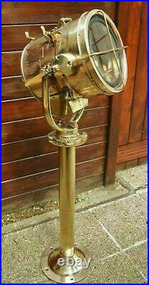 Vintage Old Antique Marine Ship Brass Nautical Signal Spot Light With Stand 35KG