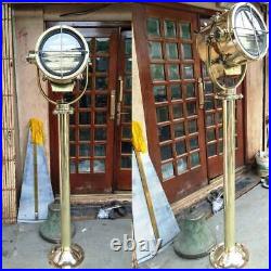 Vintage Old Antique Marine Ship Brass Nautical Signal Spot Light With Stand 35KG