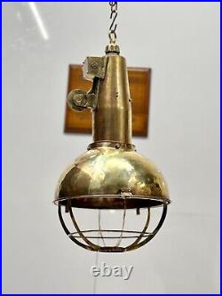 Vintage Old Brass Metal Ceiling Chandelier Marine Hanging Cargo Light Fixture