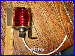 Vintage Old Nml Brass Bow Light, Red/green Glass New Wire/led Easy Mount