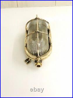 Vintage Outdoor & Indoor Nautical Brass Metal Ceiling Bulkhead Light Lot of 2