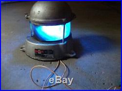 Vintage PYLE Marine Navigation Light Fixture 360 Degree Blue Glass Lens Beacon