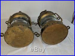 Vintage Pair Brass Nautical ANCHOR Copper Ship Lantern Light 15 1/2