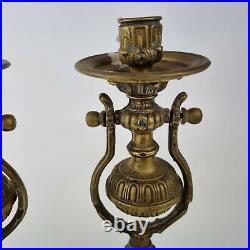 Vintage Pair Of Brass Maritime Ships Gimbal Candlesticks / Wall Lights 10 High