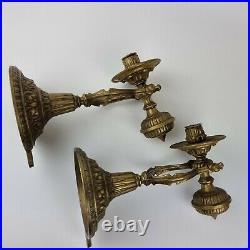 Vintage Pair Of Brass Maritime Ships Gimbal Candlesticks / Wall Lights 10 High