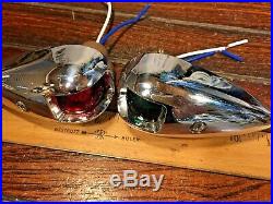 Vintage Pair Of Chromed Bronze Teardrop Running Lights New Sockets & Led Bulbs