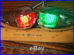 Vintage Pair Of Chromed Bronze Teardrop Running Lights New Sockets & Led Bulbs