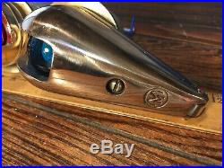 Vintage Pair Of Hinged Bronze Teardrop Running Lights Rewired Led Glass Lenses