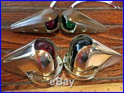 Vintage Pair Of Large Perko Bronze Teardrop Running Lights Rewired Led Bulbs