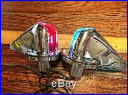 Vintage Pair Of Nos Large Perko Chromed Bronze Teardrop Running Lights Led Wired