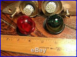 Vintage Pair Of Polished Bronze Teardrop Running Lights New Sockets & Led Bulbs