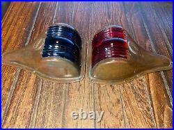 Vintage Pair Perko Bronze Red/blue-green Glass Running Lights New Wiring/leds