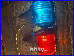 Vintage Pair Perko Bronze Red/blue-green Glass Running Lights New Wiring/leds