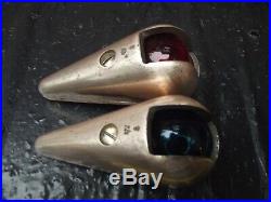 Vintage Pair Wilcox Crittenden Bronze Teardrop Running Lights Maritime Lights