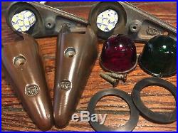 Vintage Pair Wilcox Crittenden Bronze Teardrop Running Lights Rewired Led Bulbs