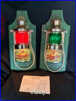Vintage Pair of Stroh's Beer Lighted Nautical Lantern Ship Lights